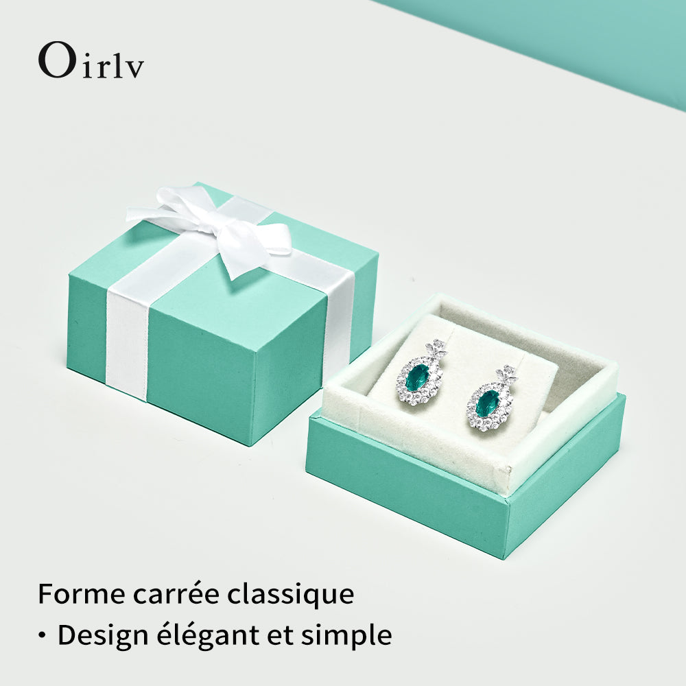 Oirlv Coffret cadeau bijoux luxe Vert menthe avec nœud ruban pour bague boucle d'oreille collier bracelet
