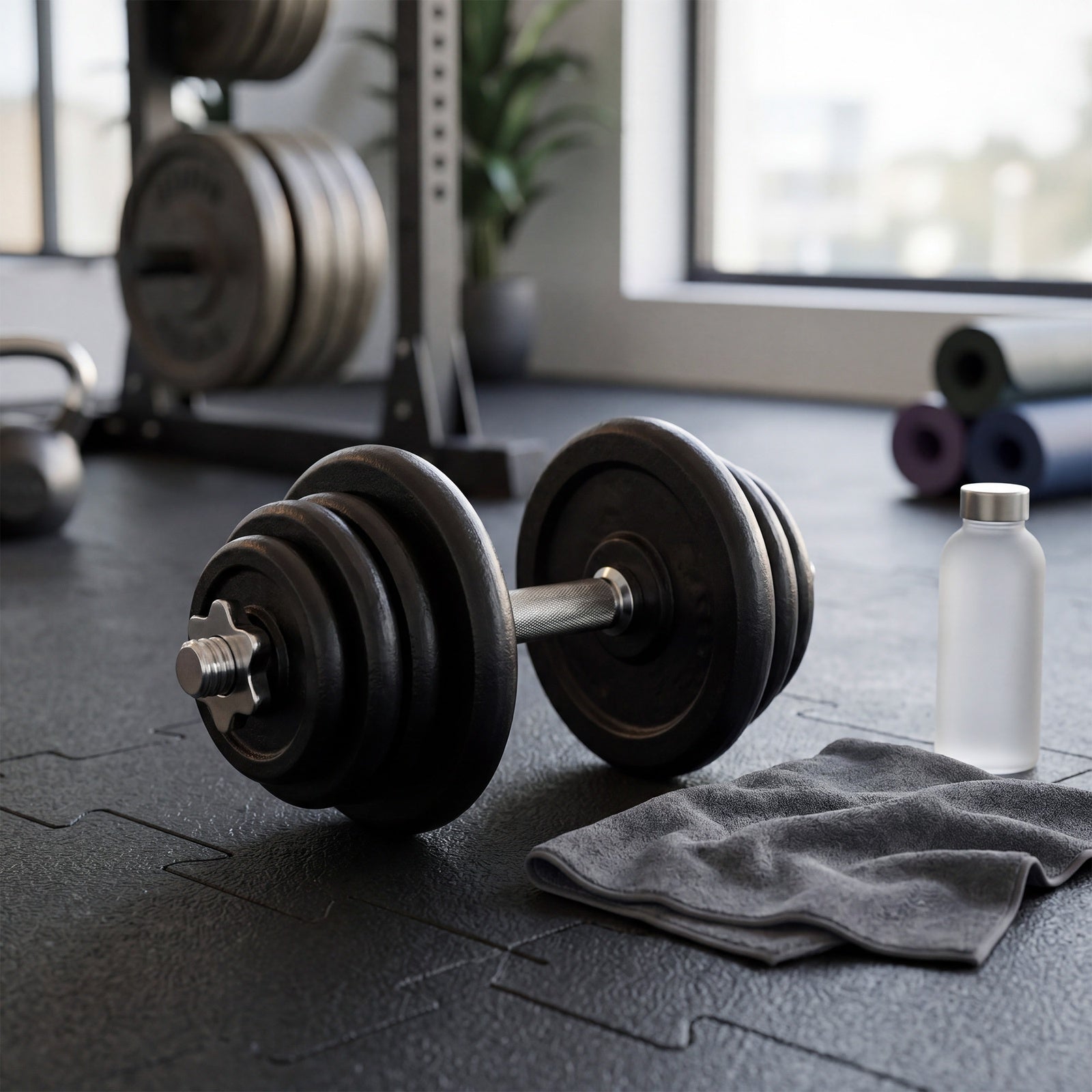 JOYFURNOSHaltères en fonte, disques de poids 20 kg, réglables pour entraînement hommes femmes, Noir