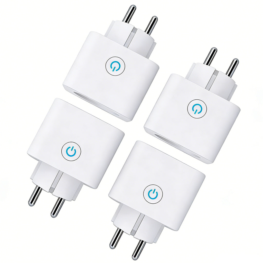 Antela Lot de 4 prises connectées WLAN 16 A avec mesure de la consommation d'énergie, compatible avec Alexa/Google Home, sécurité enfant, application Smart Life, 2,4 GHz et 3680 W