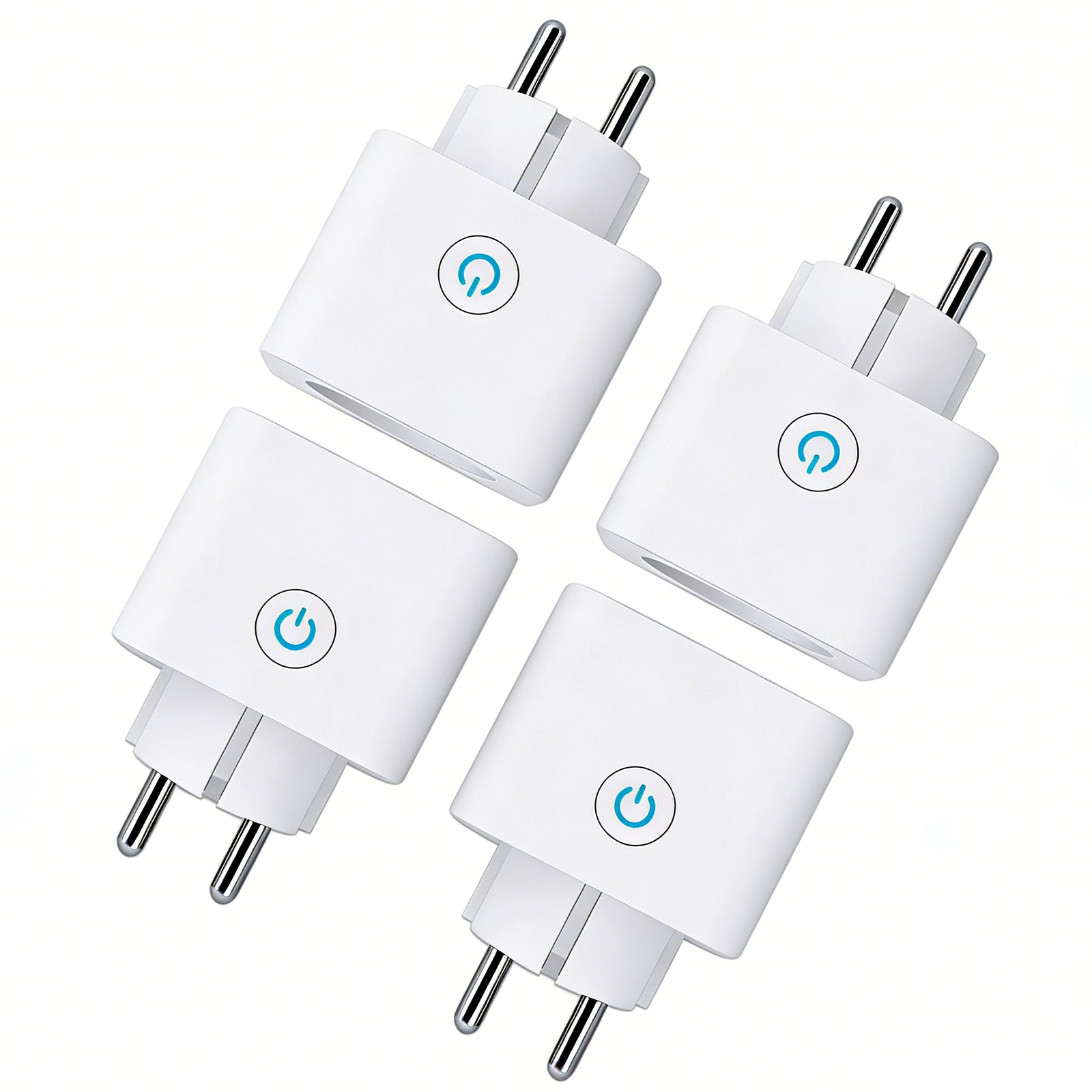 Antela Lot de 4 prises connectées WLAN 16 A avec mesure de la consommation d'énergie, compatible avec Alexa/Google Home, sécurité enfant, application Smart Life, 2,4 GHz et 3680 W