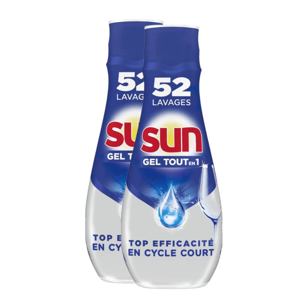 Sun Expert Plus Gel Lave-Vaisselle Tout-en-1, Anti-Calcaire et Dégraissant avec Fonctions d'Adjuvant de Rinçage et de Sel, 2 x 900 ml (= 1,8 L)