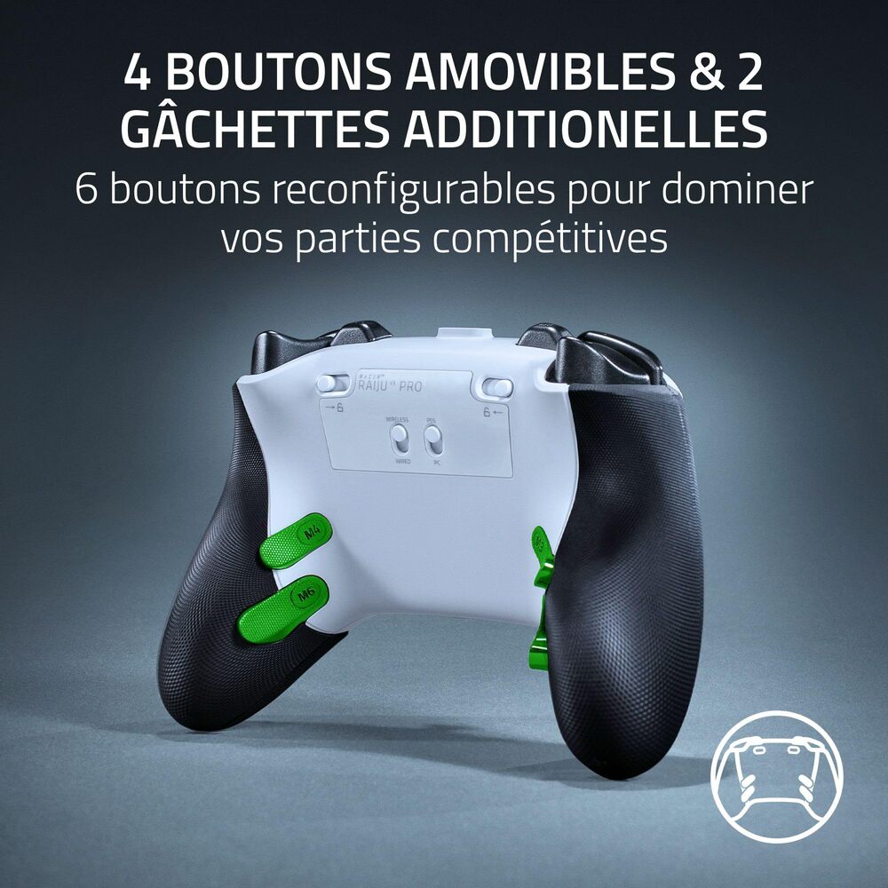 Razer Raiju V3 Pro Manette eSport sans fil - PS5 & PC - Blanc