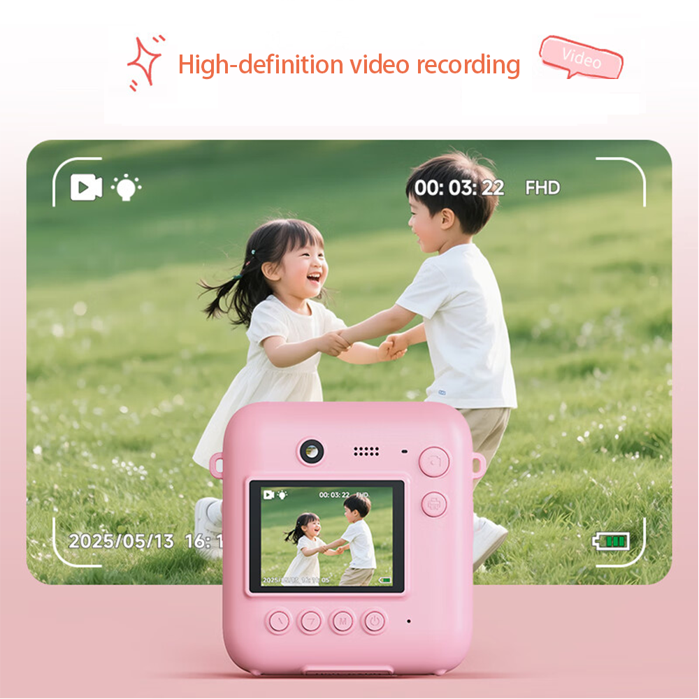 Songdian Appareil photo à impression instantanée pour filles et garçons, Cadeau jouet rose pour Noël et anniversaire