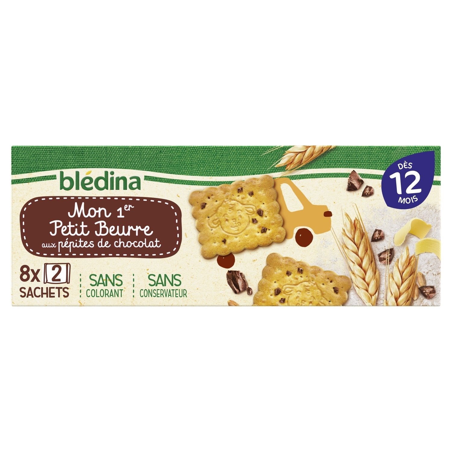 BLEDINA Mon 1er petit beurre pépites chocolat dès 12 mois. 133g