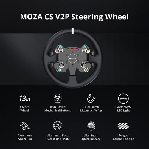 MOZA Racing Volant de course à double embrayage CS V2P pour PC