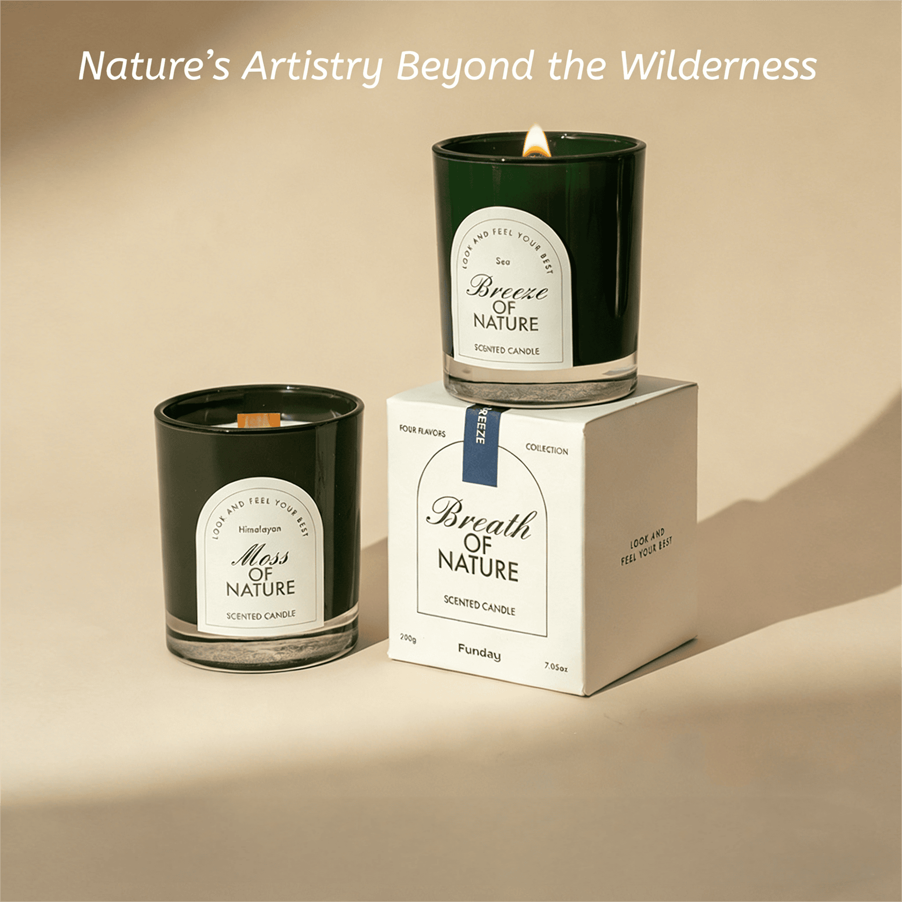 Zooly Bougie parfumée en gobelet à fond épais - Souffle de la nature, Mousse de l’Himalaya (Vert), 200 g, 1 pièce