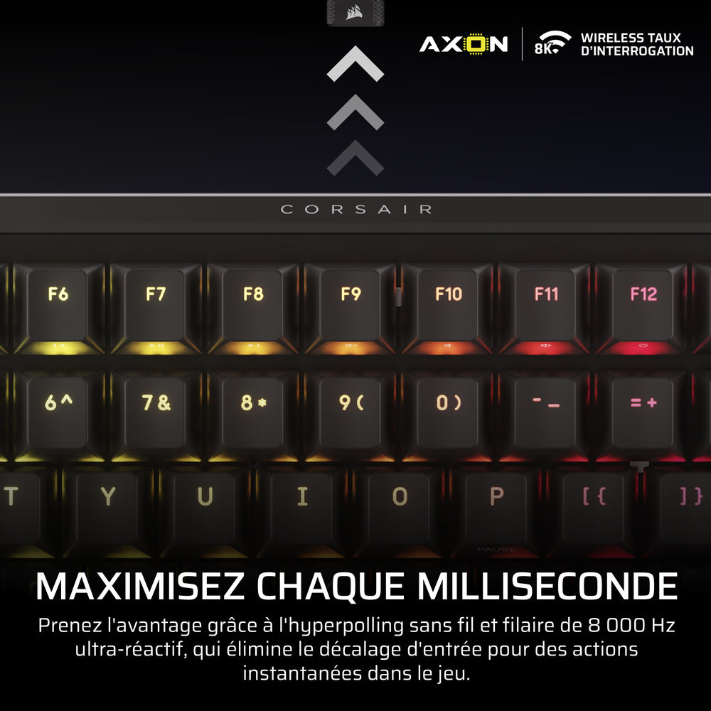 CORSAIR VANGUARD 96 Clavier Gaming Mécanique (MLX Plasma) sans fil RGB 96% - AZERTY - Noir