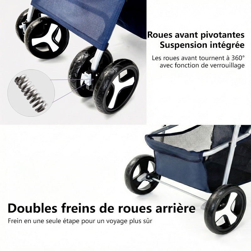 Poussette pour animaux de compagnie pliable à une main Blinkit, facile à plier, tissu Oxford 600D, fenêtres multi-faces, panier de rangement extra-large, super porteur DTC-804