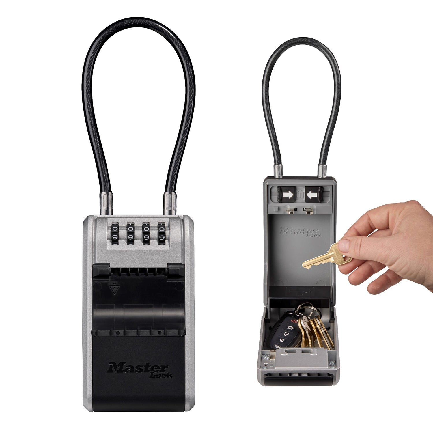 Master Lock 5482EURD Boîte à clés avec un nouveau design innovant, anse en câble flexible, grande capacité, haute sécurité