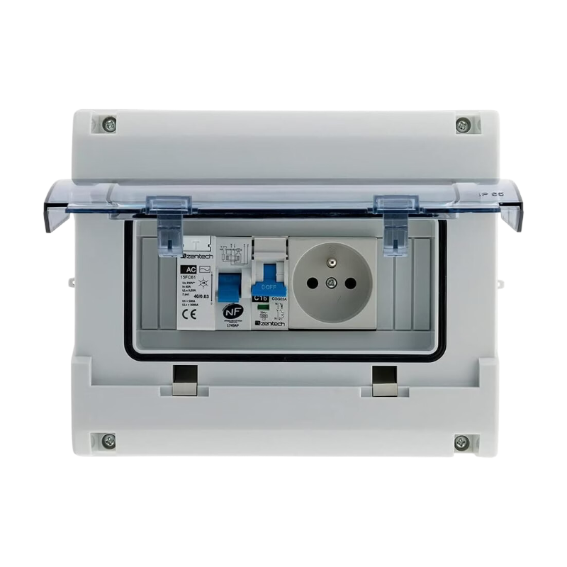 Coffret électrique étanche IP65 8 modules équipé + accessoires - Zenitech