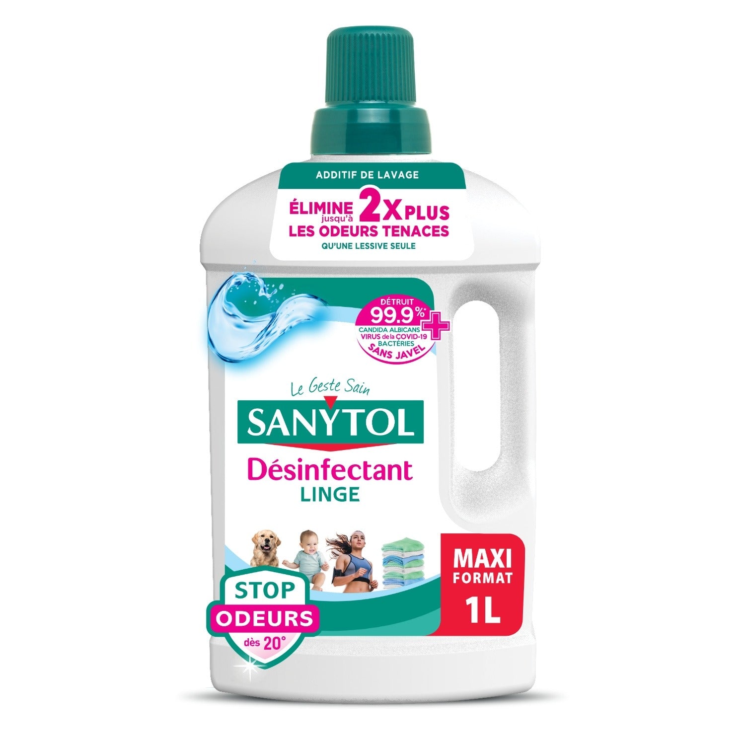 Sanytol Désinfectant Linge Stop Odeurs, Parfum Fraîcheur Active, 1 L