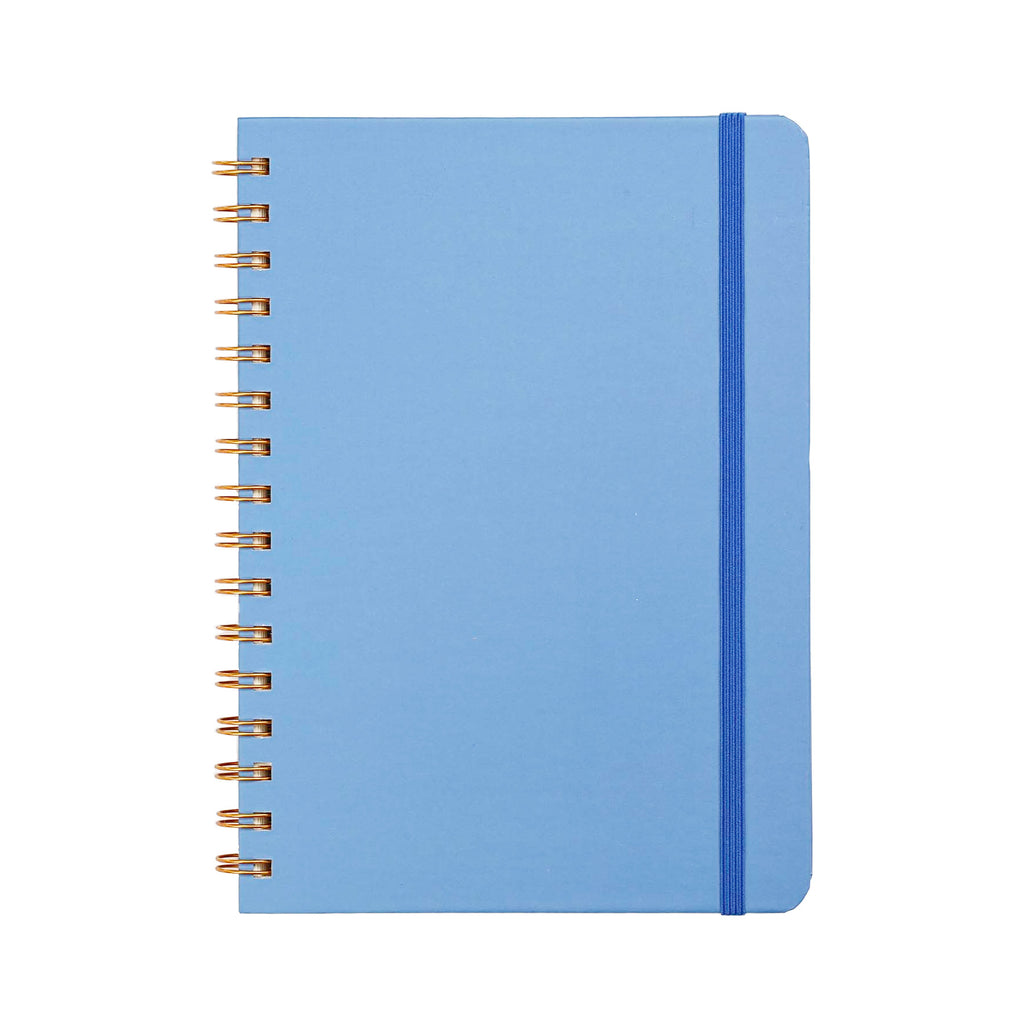Jubiluu Carnet ligné A5 à spirales et couverture rigide - 96 feuilles (papier offset 100 g), avec bande élastique - Journal ligné crème classique pour écriture, école
