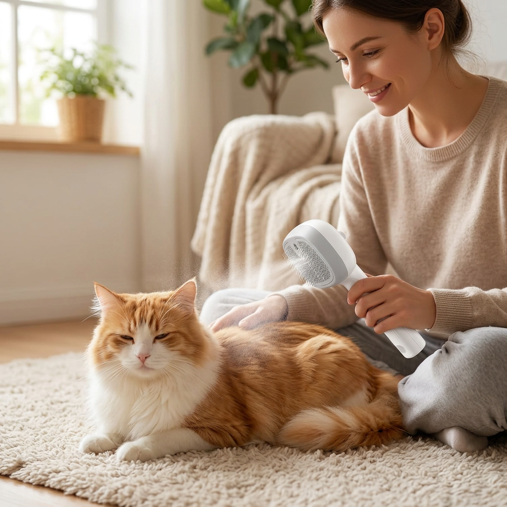 PECUTE Brosse à vaporisation avec réservoir d'eau pour animaux - Blanc