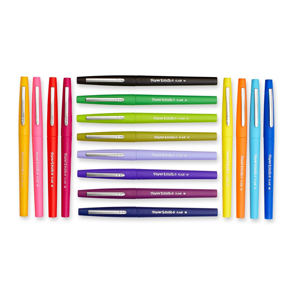 Paper Mate Flair Stylos feutres | à pointe moyenne | Couleurs Tropical | Lot de 16