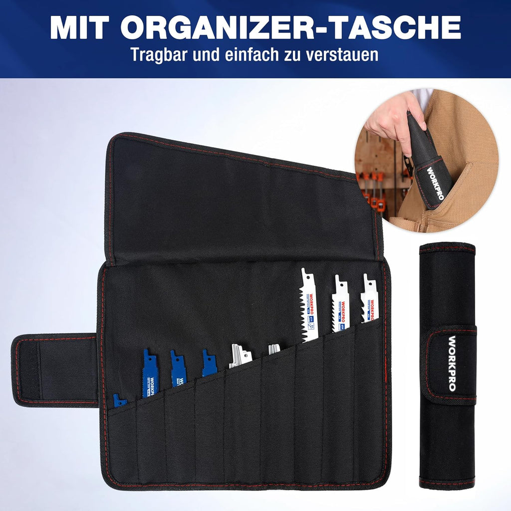 WORKPRO Lames de scie alternatives pour bois, métal et plastique, compatibles Bosch, Dewalt, Makita, Ryobi, Milwaukee, avec sac - 32 pièces
