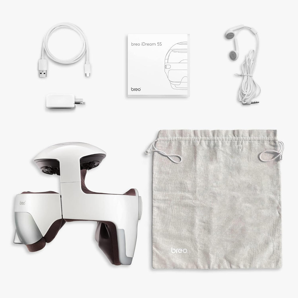 breo iDream5s appareil de massage intelligent pour la tête, massage chauffant par pétrissage et pression pour les yeux et le cou, casque de massage