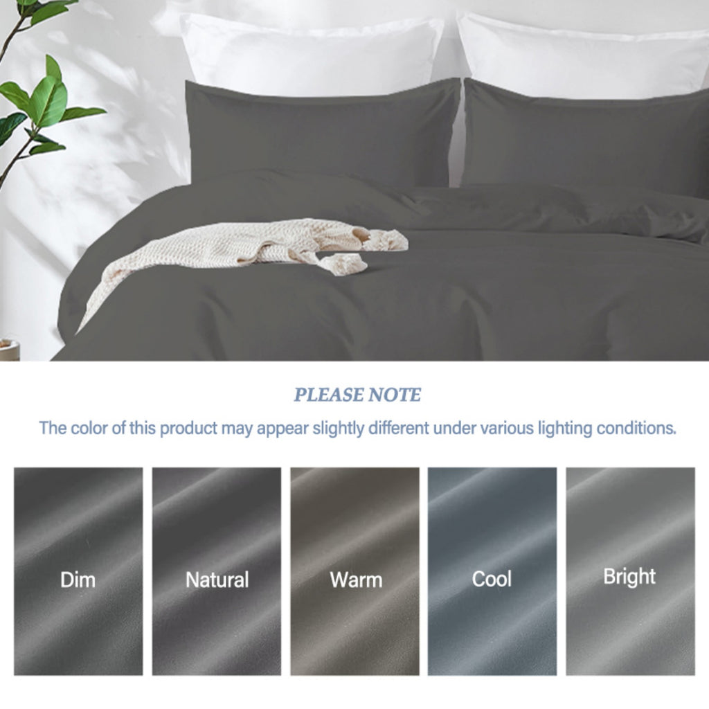 LeBonsoir Parure de lit avec housse de couette 140 x 200 cm et 1 taie d'oreiller 65 x 65 cm - Gris foncé