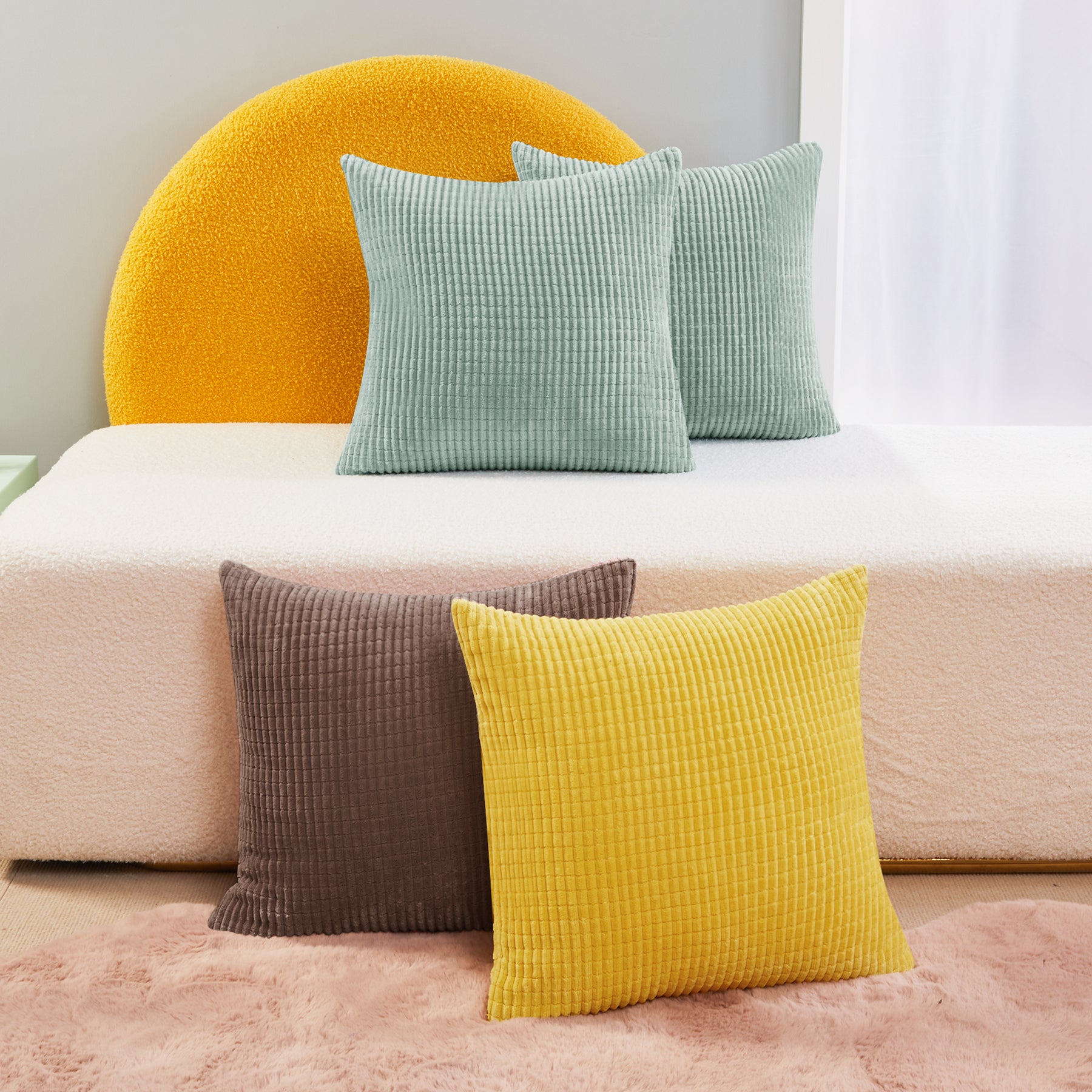 Deconovo Housse de coussin en velours - coloris vert clair - 45 x 45 cm - 1 pièce