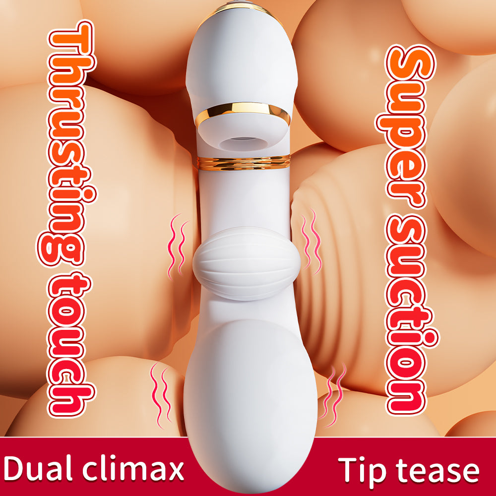 AAV Vibromasseur Va-et-Vient 4-en-1 pour Femme, 23,4 cm, 1 Pièce, Violet, avec 9 Modes Poussée, Succion, Vibration & Chauffage, IPX6 Étanche, Silencieux & Rechargeable