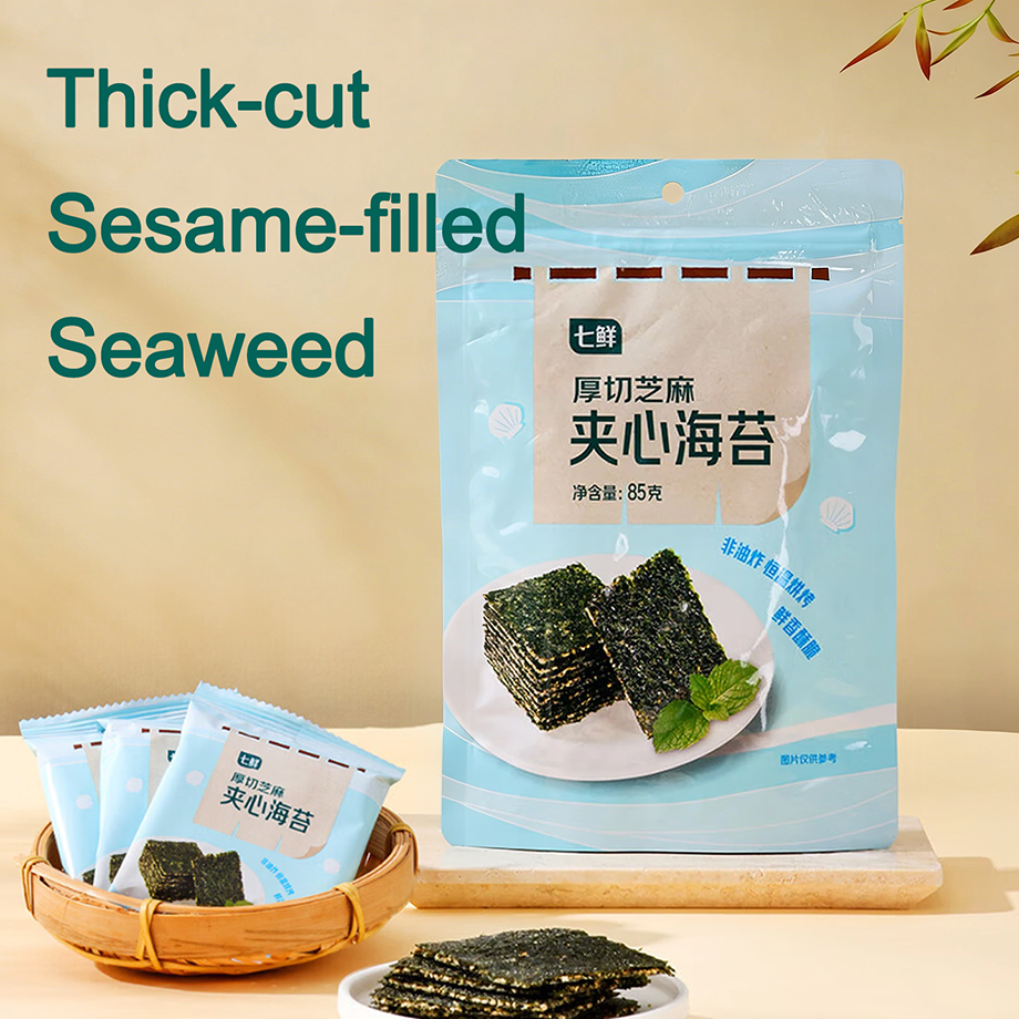 Qian Xian Feuilles d’algue nori épaisses fourrées au sésame 85 g