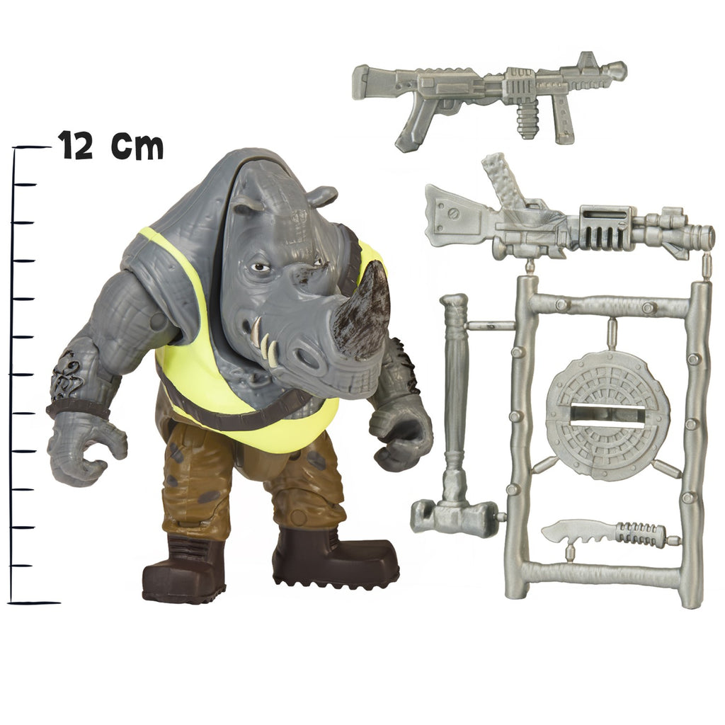 TORTUES NINJA Les Tortues Ninja, Figurine articulée de 10,5 cm, avec armes, Rocksteady, Jouet pour enfants dès 4 ans, TU805A