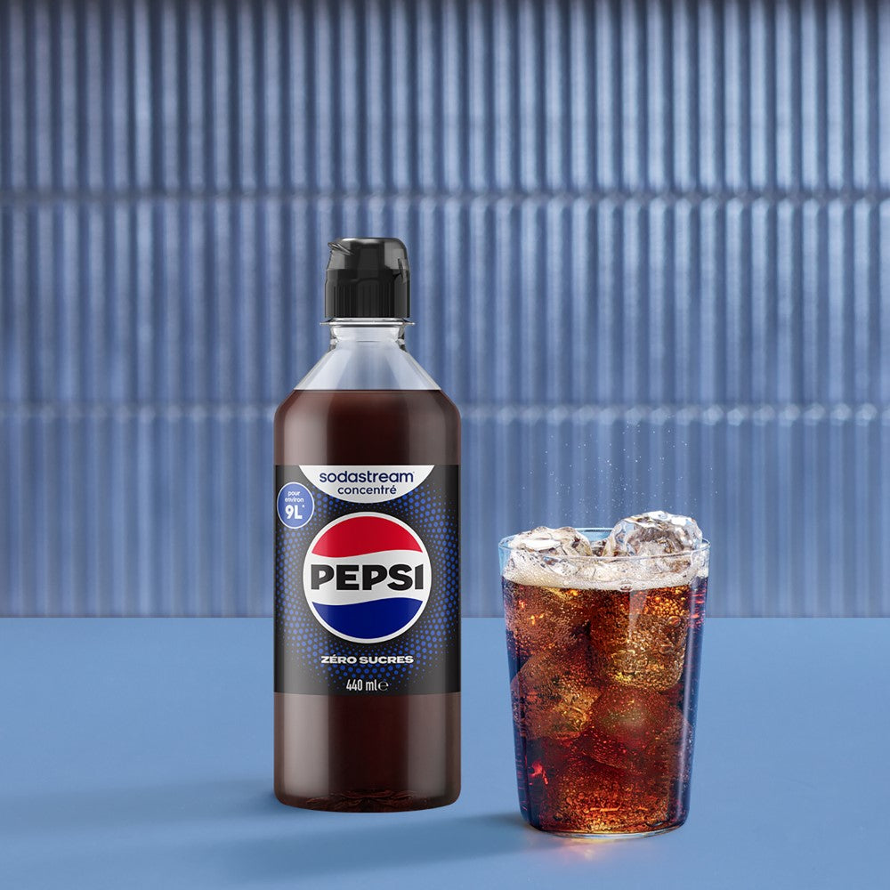 SodaStream Lot de 6 Concentrés Pepsi Zéro Sucres 440 ml | Préparez jusqu'à 54 L de Boisson | Bouchon Anti-Goutte