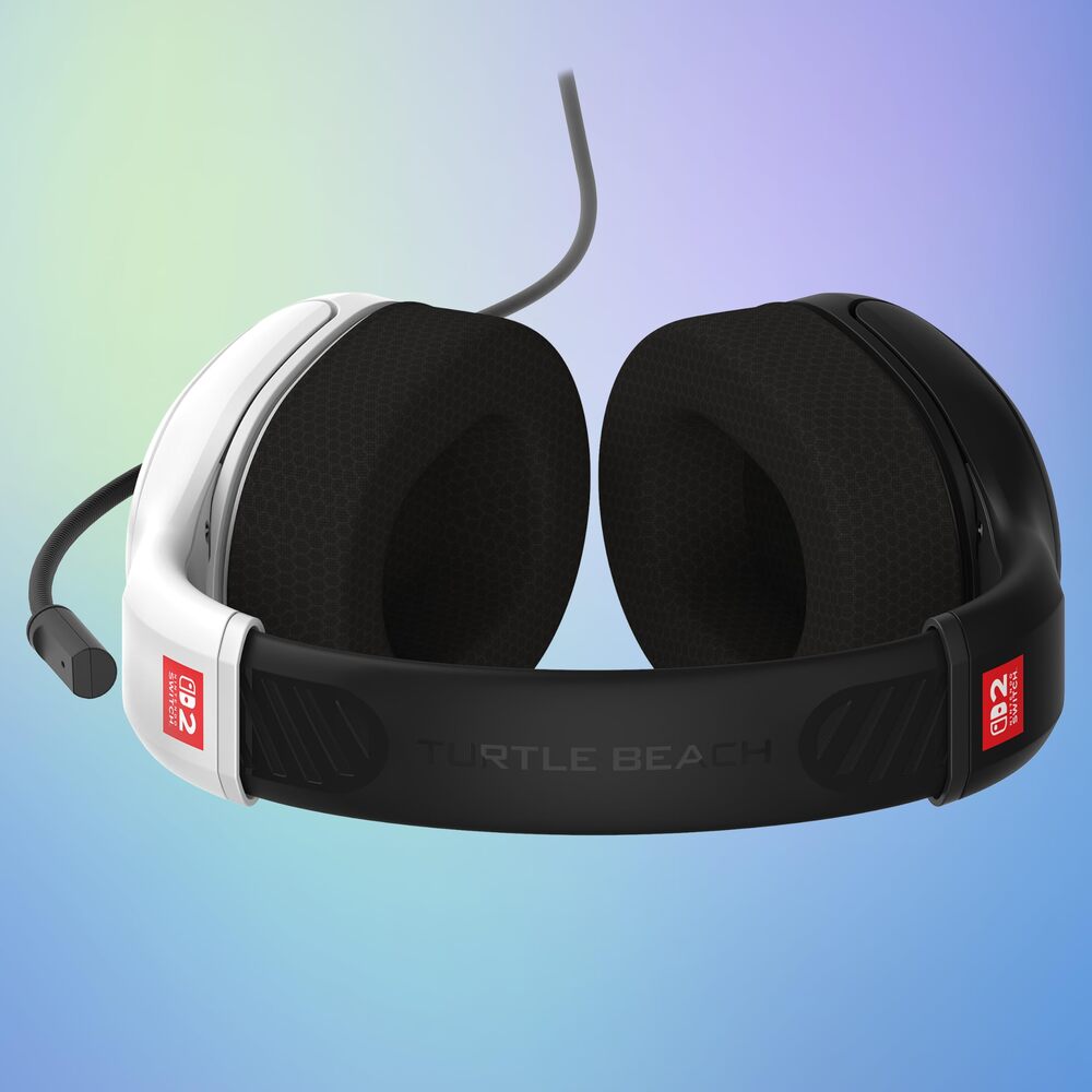 TURTLE BEACH Airlite Fit Casque Gaming Filaire (Prise 3.5mm) - Micro Muet par Basculement - Nintendo Switch 2, Switch, Switch OLED, Switch Lite, PC & Mobile - Noir/Blanc