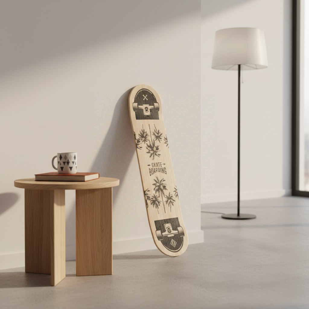 Atmosphera Décoration murale skateboard Deven en bois - 80 x 20 cm