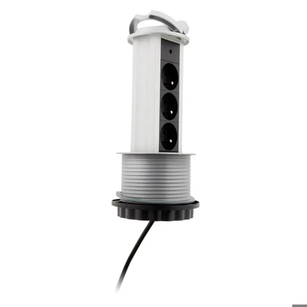 Bloc multiprise encastrable 3 prises 16A 2P+T Ø100mm - Gris - Otio