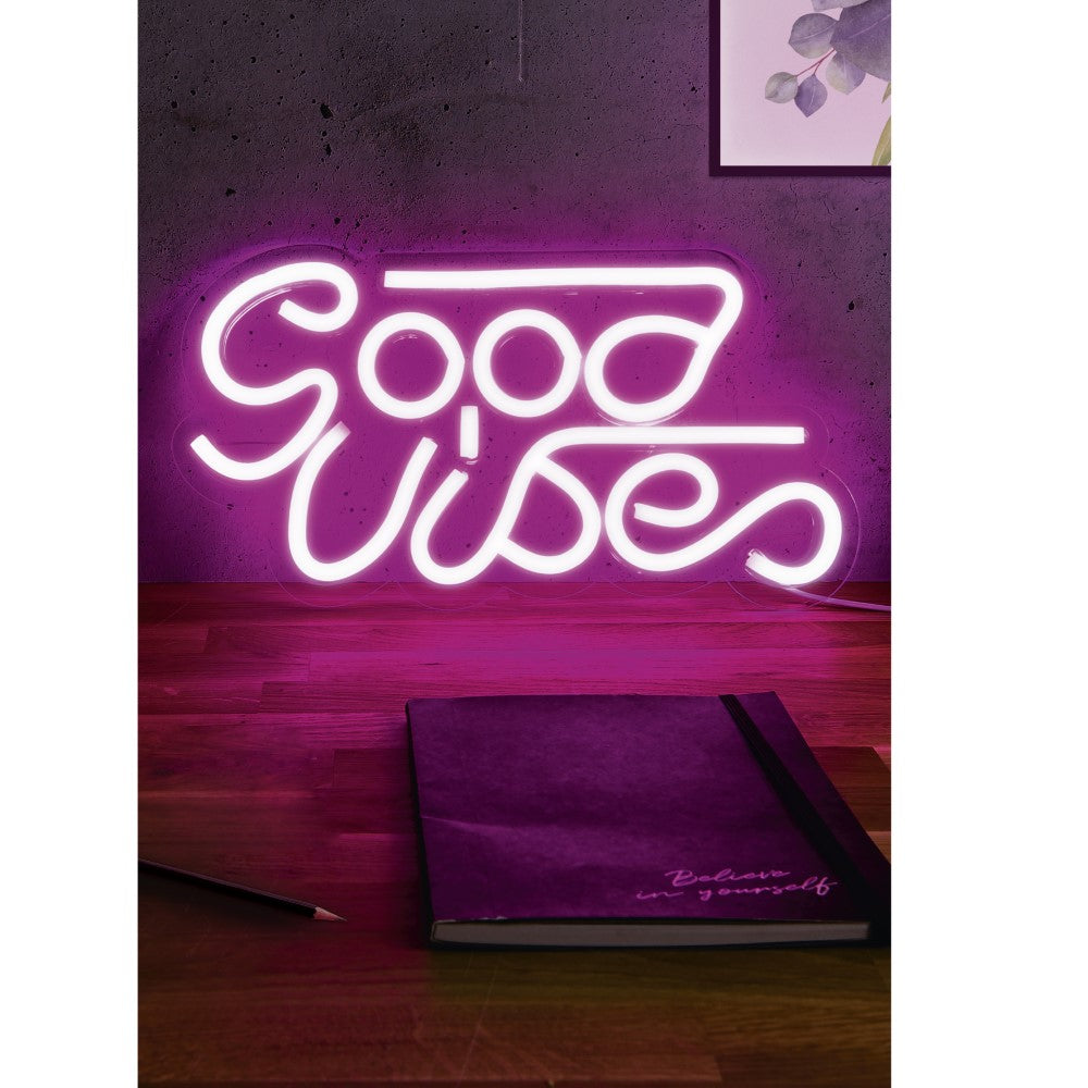 HOME DECO FACTORY Lampe LED USB effet néon "Good Vibes" M8