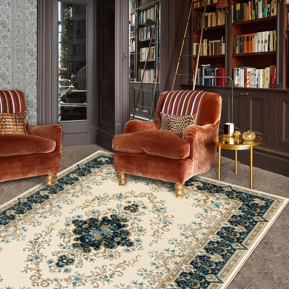 WhereHike Tapis vintage antidérapant avec poils ras à motif floral vert - 183 x 274 cm