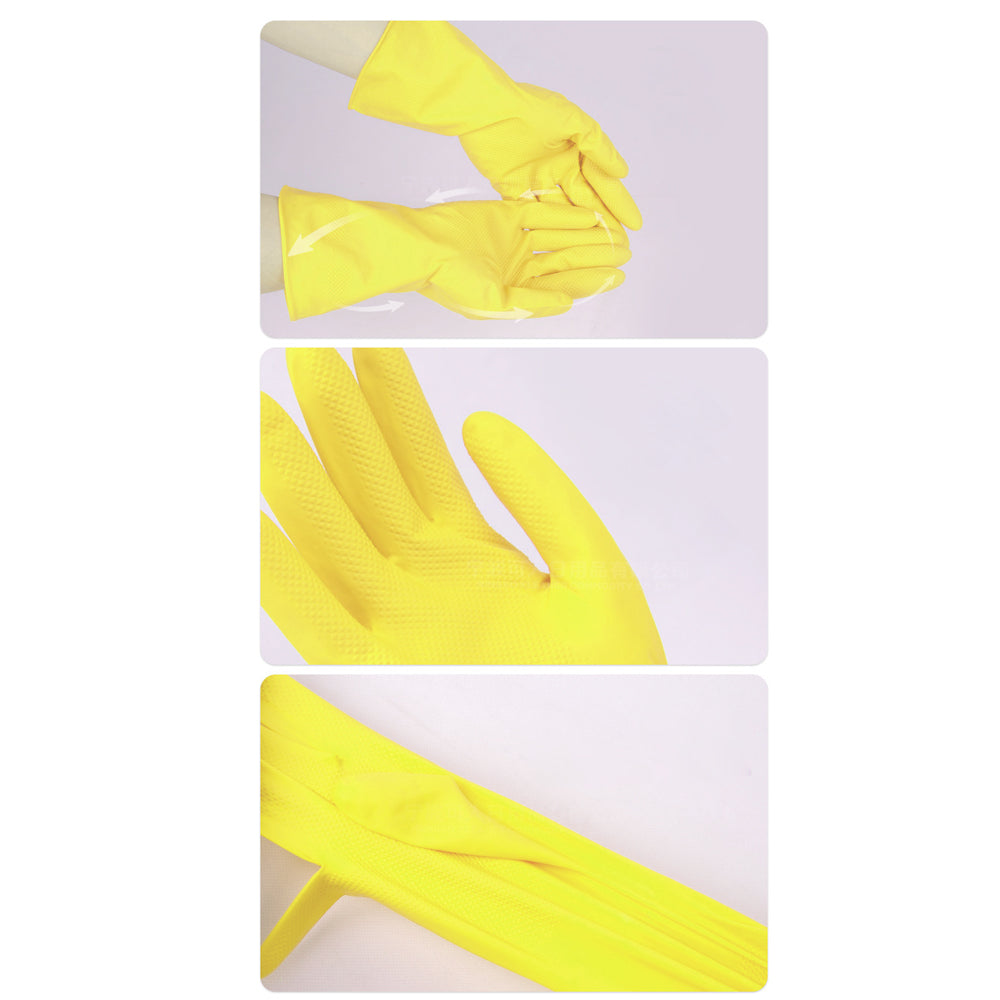Gants de nettoyage en latex, emballage de 2 paires, taille L, 37g par paire, couleurs orange/jaune mélangées (sachet OPP)
