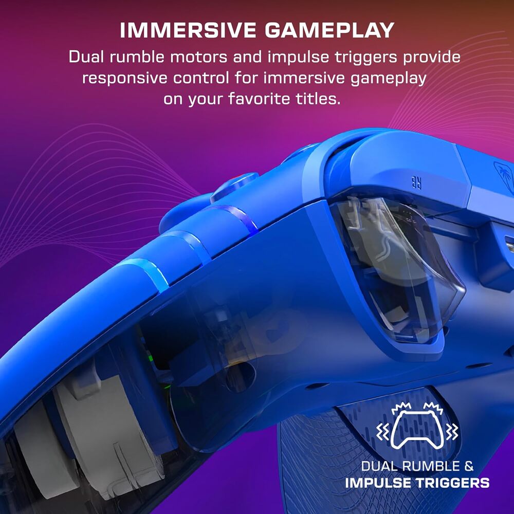 Turtle Beach Afterglow Wave Manette filaire Câble USB Éclairage RVB - Gâchettes à effet Hall & Boutons programmables - Xbox Series X|S, PC (Licence officielle Microsoft) - Bleu