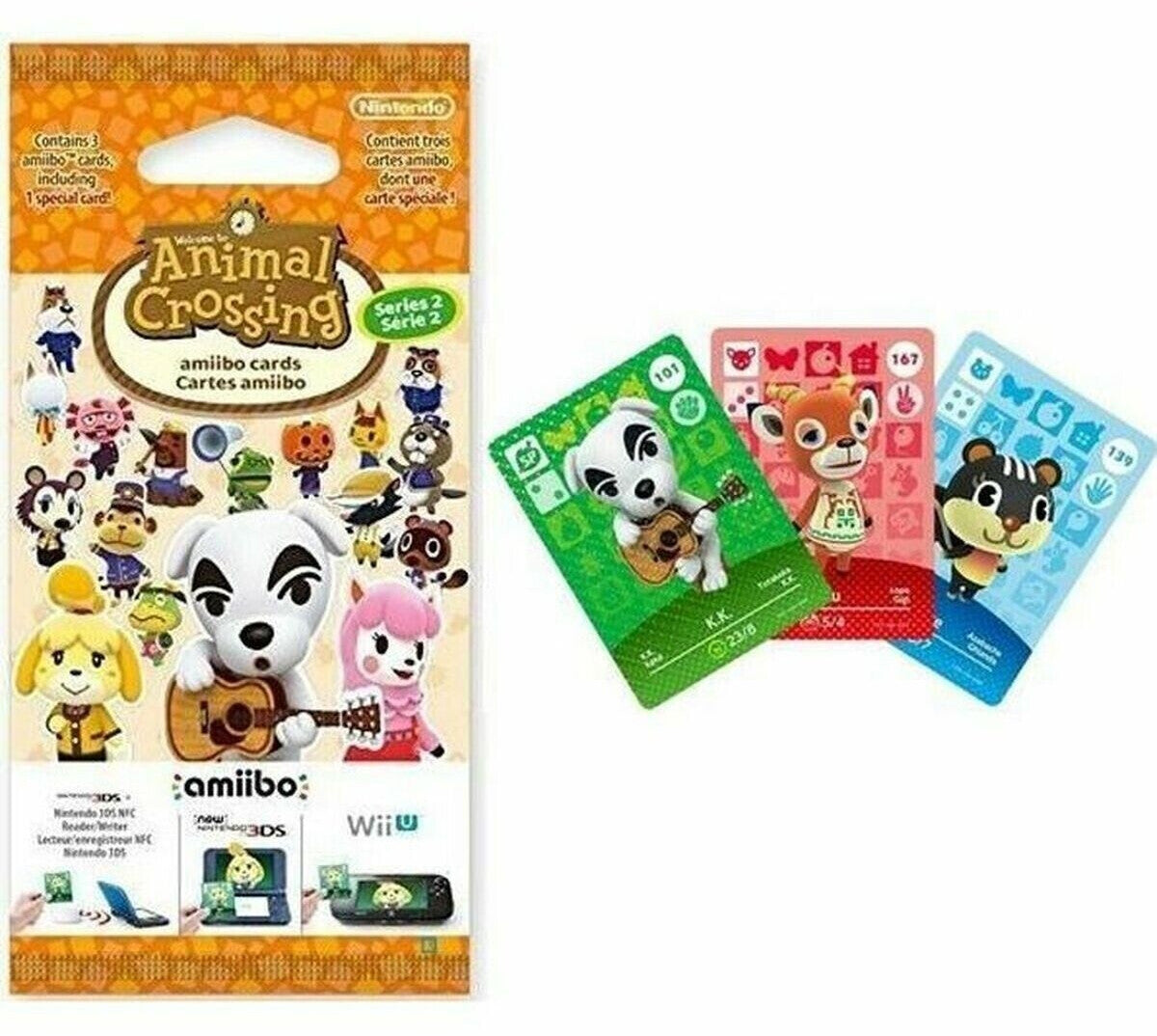 Nintendo Animal Crossing Série 2 Paquet de cartes amiibo avec 1 spéciale et 2 standards