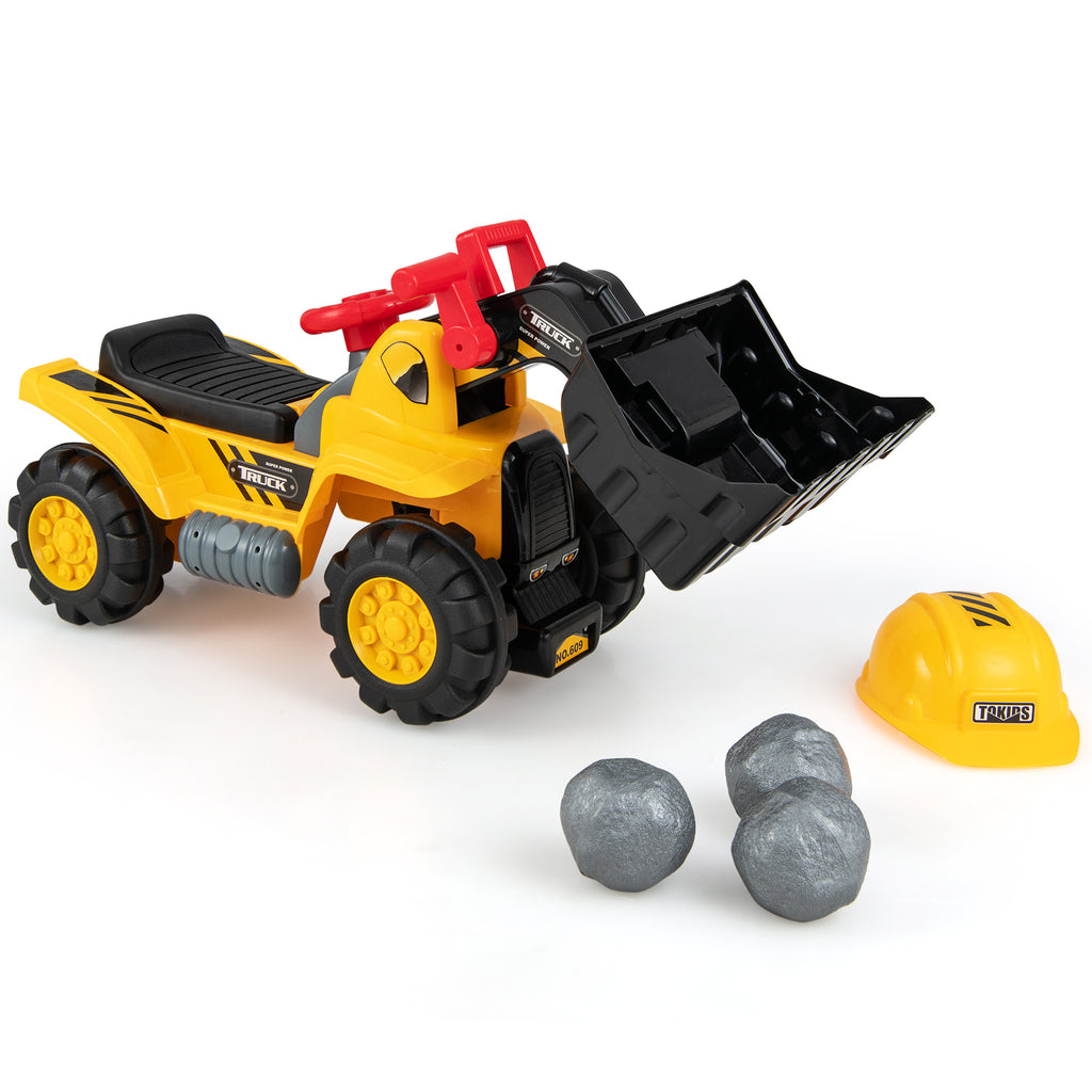 Costway Porteur pelleteuse pour enfants avec godet réglable et effets sonores