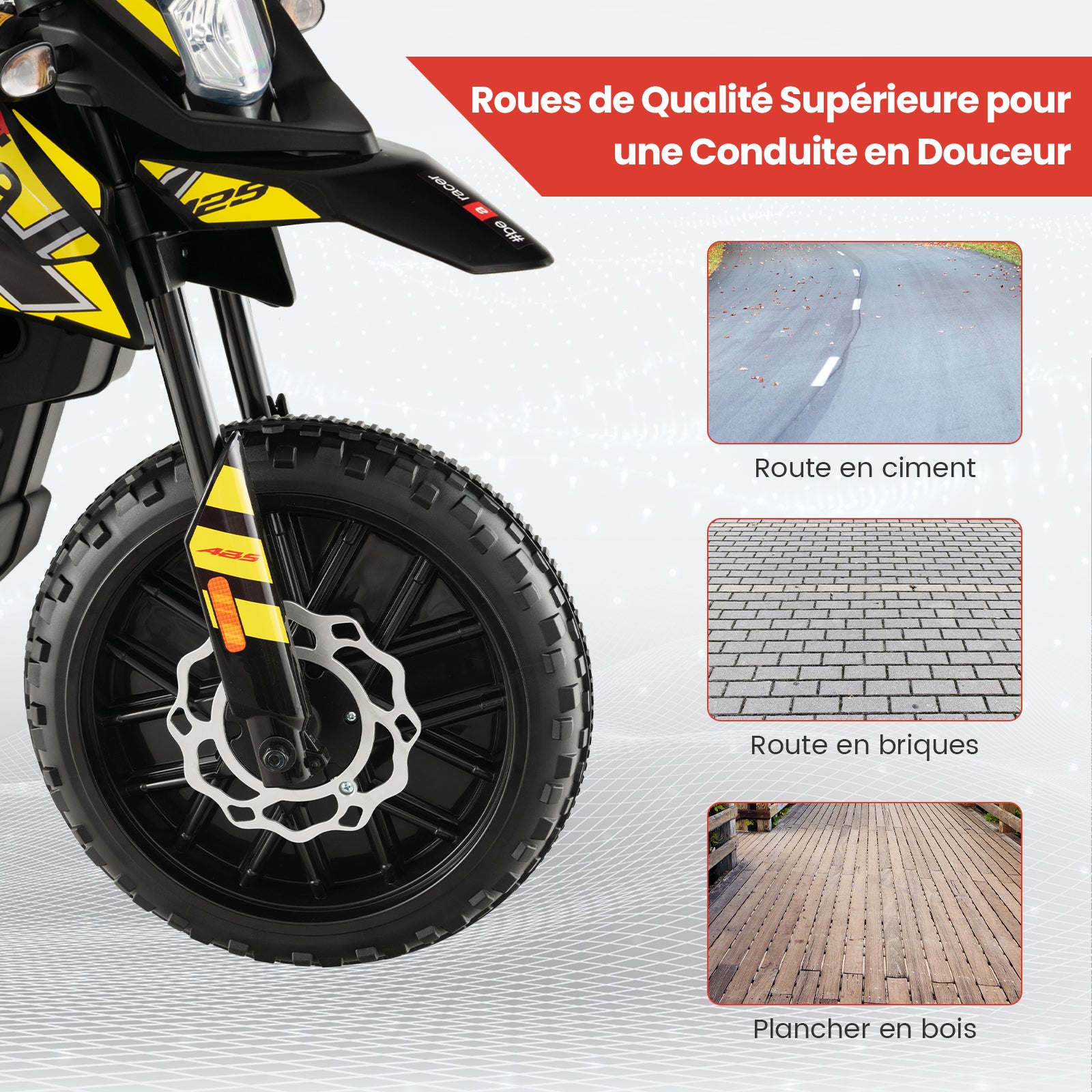 Moto électrique pour enfants 12 V avec roues d'apprentissage, modèle sous licence Aprilia, noir