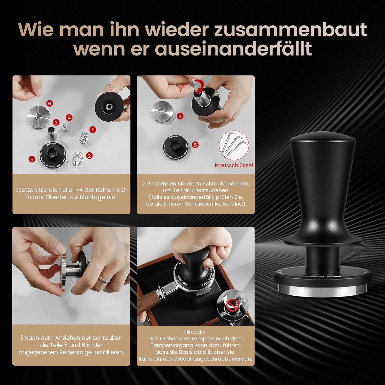 MHW-3BOMBER Série CD Tamper à espresso avec ressorts - 58 mm
