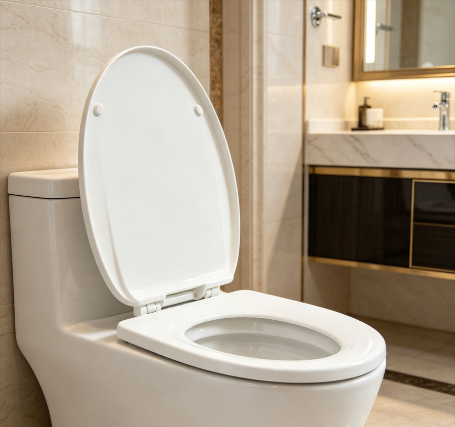 Abattant de toilette haut de gamme HomSeat de type O avec fonction de dégagement rapide, fabriqué en thermoplastique de haute qualité, 43 x 35,8 cm, 1 ensemble.