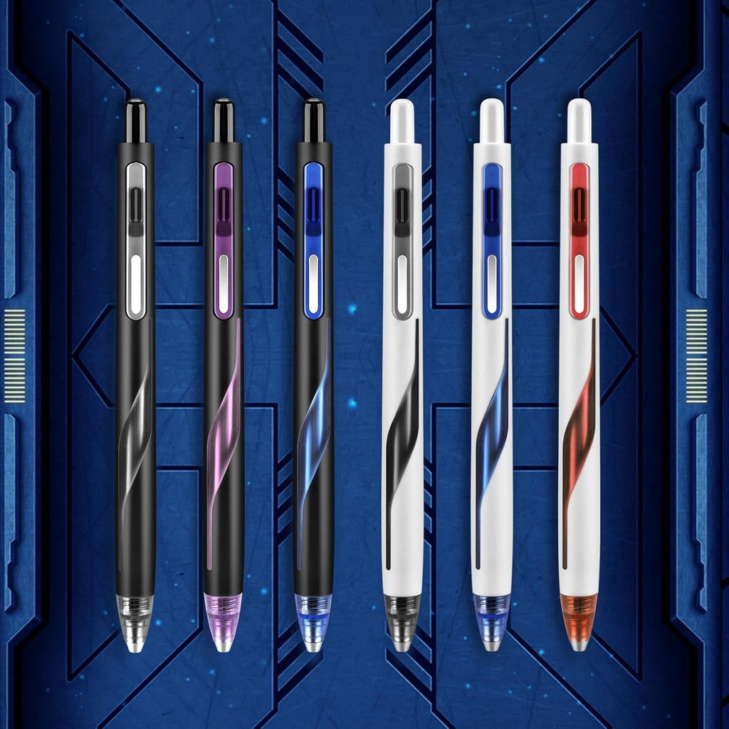 WRITECH Lot de 3 stylos à encre gel rétractables avec pointe moyenne 0,7 mm et recharges - Noir/Bleu/Rouge