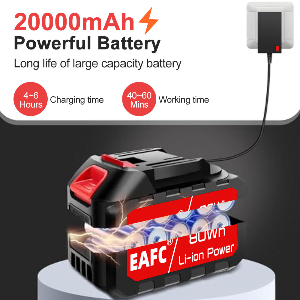 EAFC Nettoyeur haute pression sans fil portable, pistolet à eau électrique à batterie extra-grande capacité avec pulvérisateur de mousse