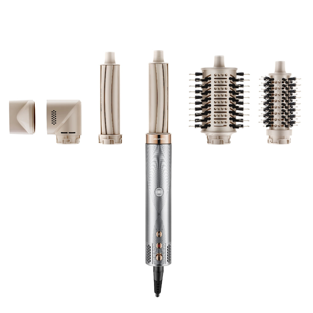 Lecomely Brosse coiffante à air 5 en 1 avec fonctions de bouclage et séchage automatiques, sèche-cheveux léger haute vitesse à air enveloppant avec technologie à ions négatifs