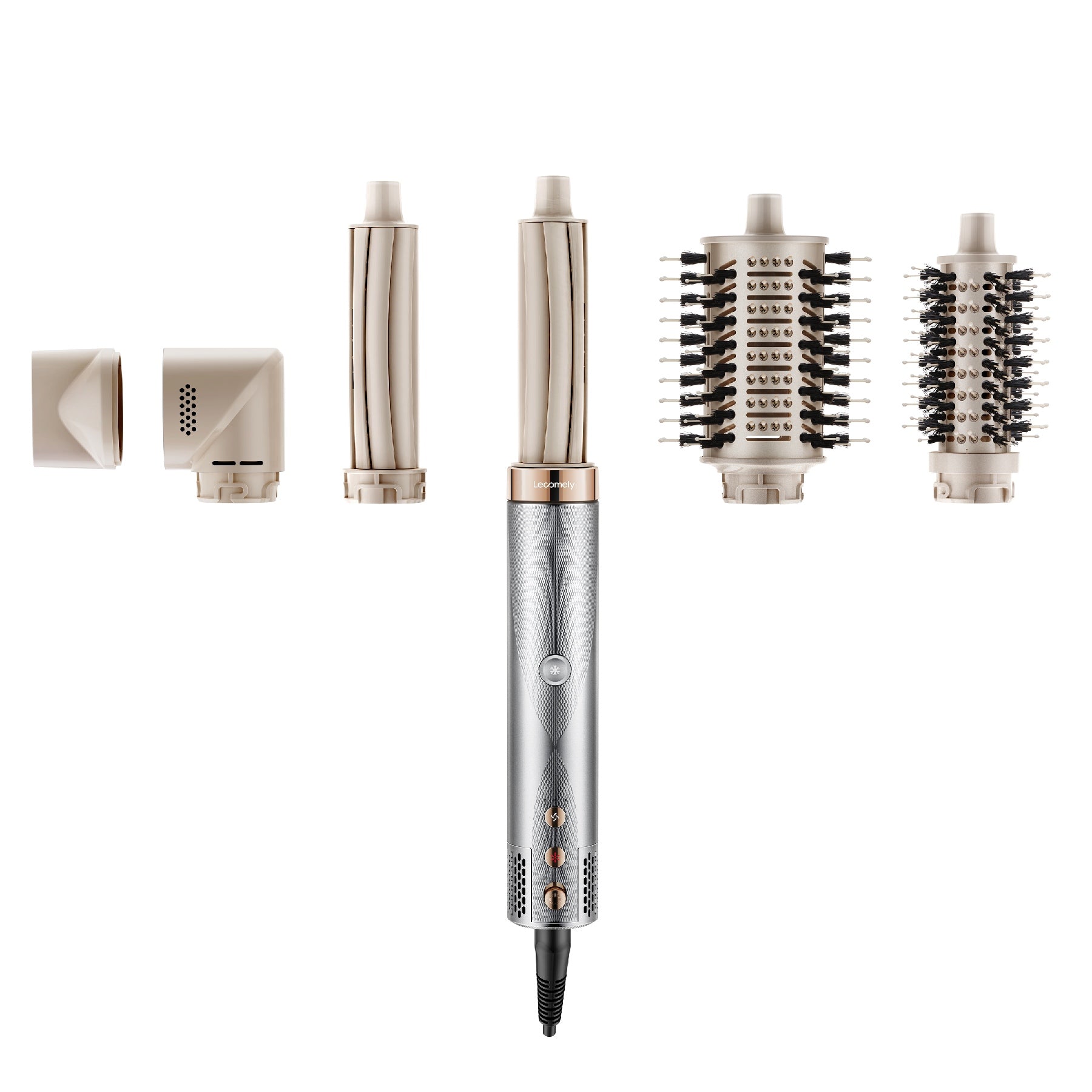 Lecomely Brosse coiffante à air 5 en 1 avec fonctions de bouclage et séchage automatiques, sèche-cheveux léger haute vitesse à air enveloppant avec technologie à ions négatifs