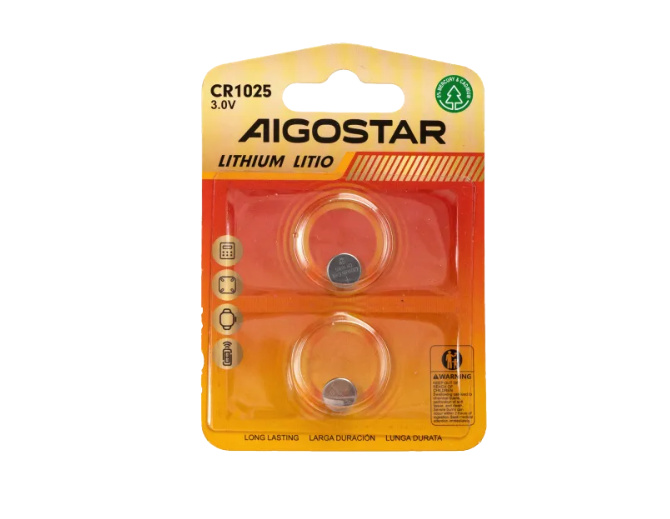 AIGOSTAR CR1025 Lot de 2 piles bouton 3 V