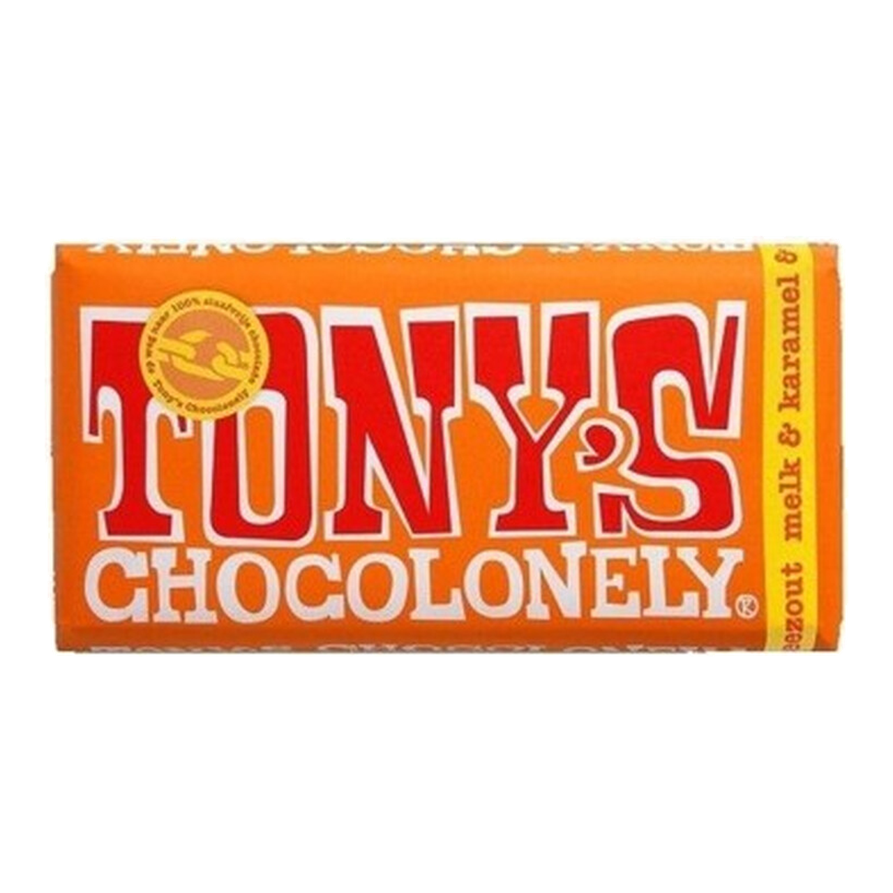 TONY'S CHOCOLONELY Chocolat au lait au caramel et sel de mer - 180 g
