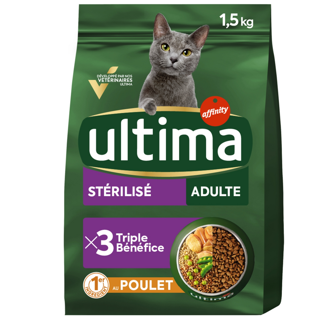 ULTIMA Croquettes pour Chat Adulte Stérilisé au Poulet 1,5 kg