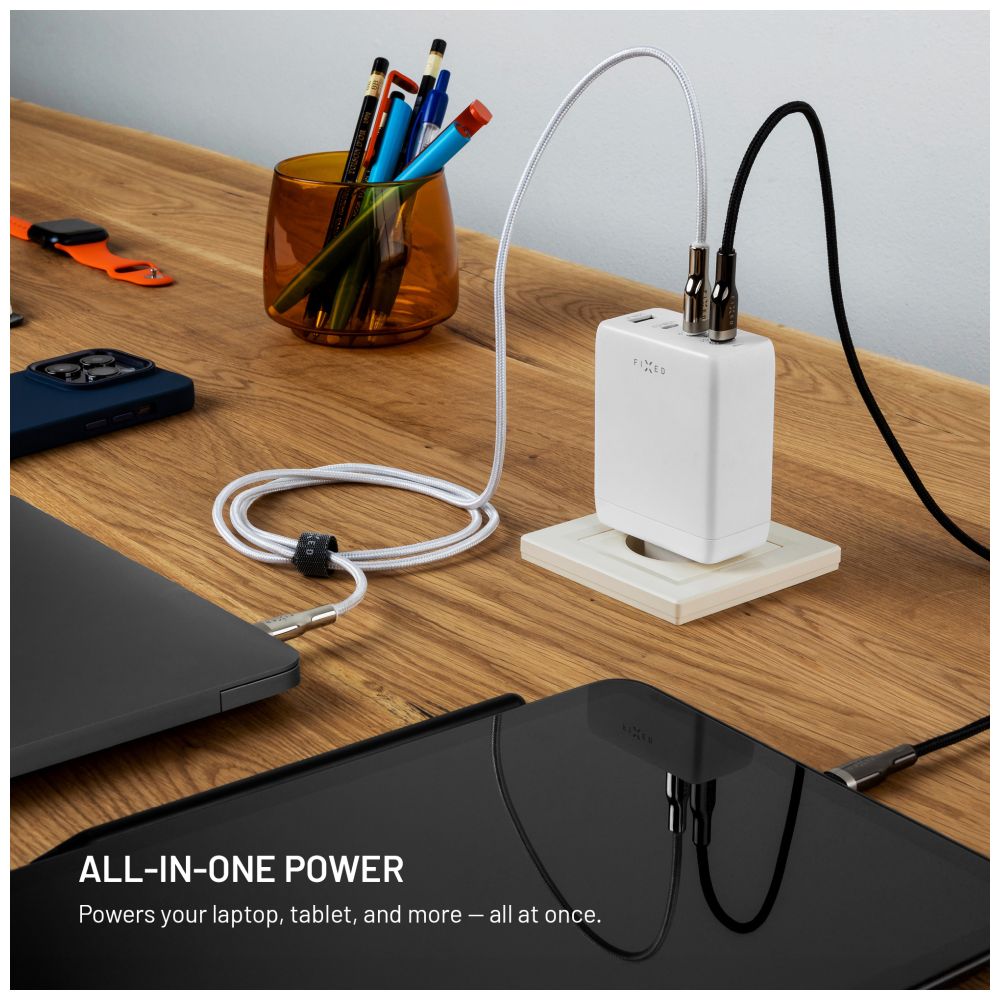 FIXED Chargeur de voyage GaN 3xUSB-C/USB 120W - Blanc