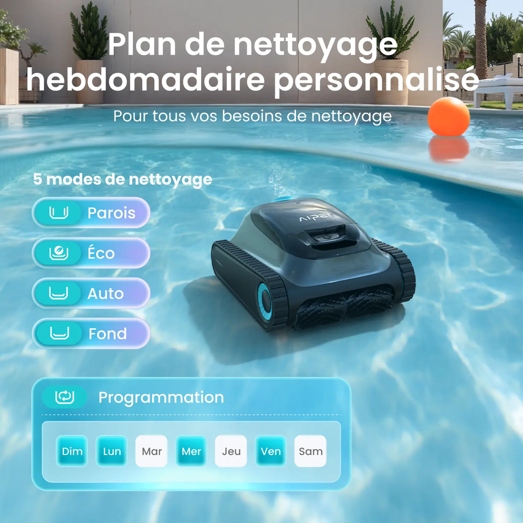 AIPER Scuba S1 Upgrade Robot Piscine Nettoyage Sol, Parois & Ligne d’Eau, Autonomie de 270 Min, Filtration Ultra-Fine, Navigation Intelligente, Application & Mises à Jour OTA