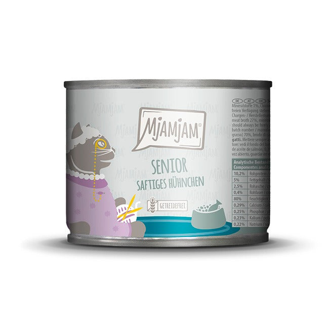 MjAMJAM Nourriture humide pour chat senior au poulet 200 g