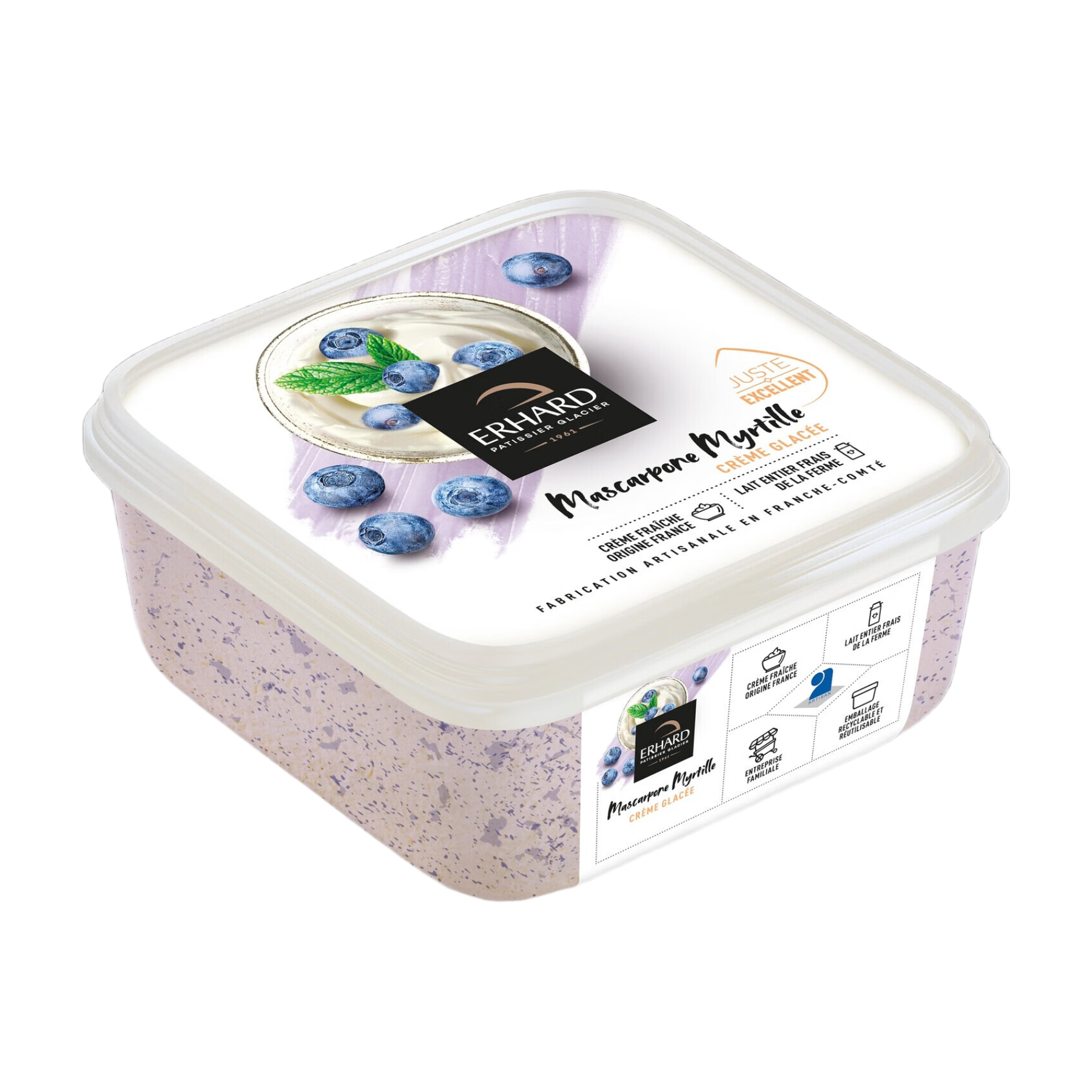 ERHARD Crème glacée Mascarpone Myrtille - 450 g