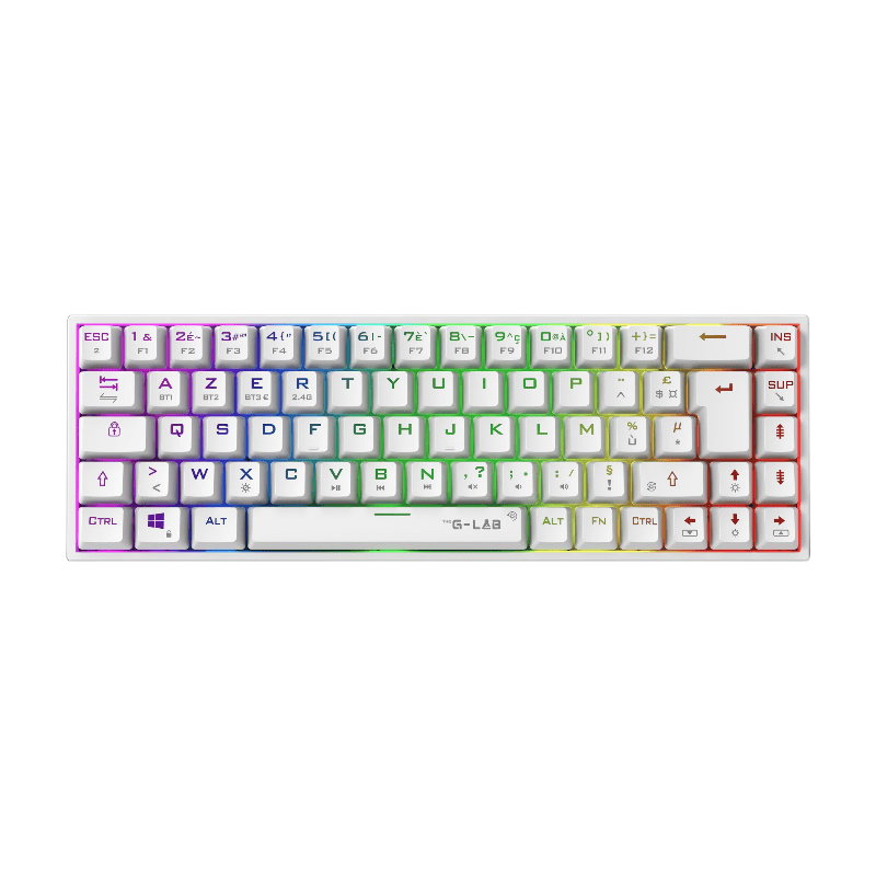 THE G-LAB Keyz Titanium Clavier Gaming Mécanique Switch Rouge Triple Mode RGB 65 % - AZERTY - Blanc